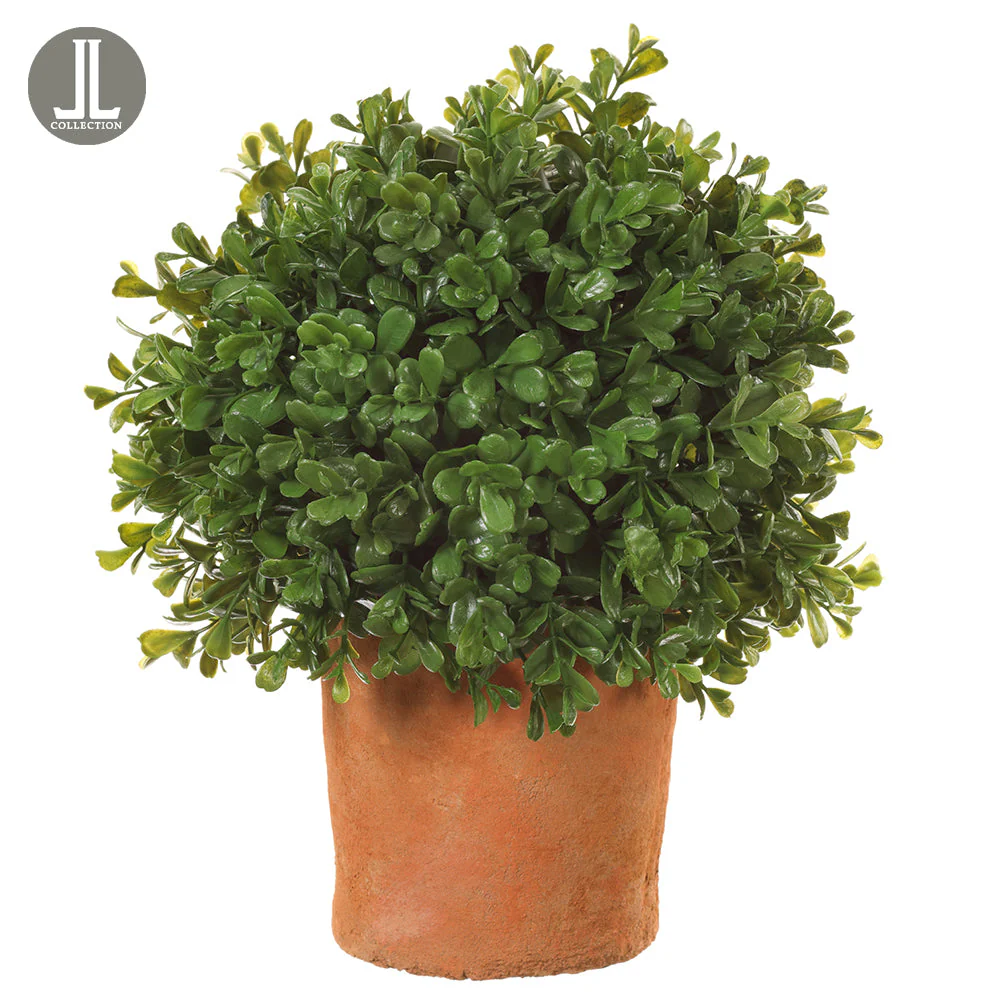1' Boxwood Ball-Shaped Artificial Topiary Tree w/Clay Pot -Green (Pack of 4)