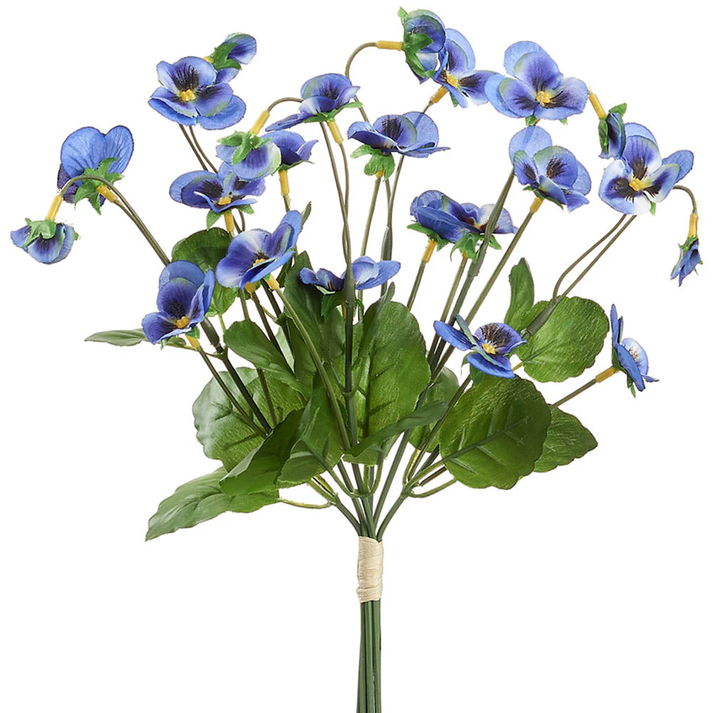 10.5" Pansy Silk Flower Stem Bundle -Blue (Pack of 12)