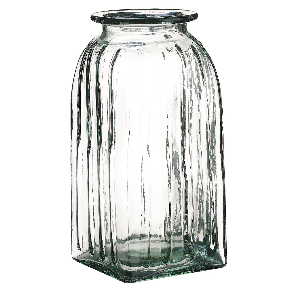 10.5"Hx5"W Square Tapered Glass Vase -Clear (Pack of 2)