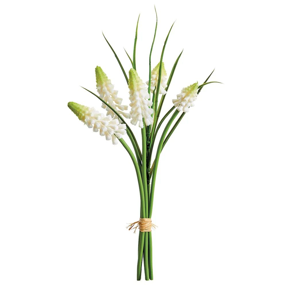 10" Muscari Silk Flower Stem Bundle -White (Pack of 24)