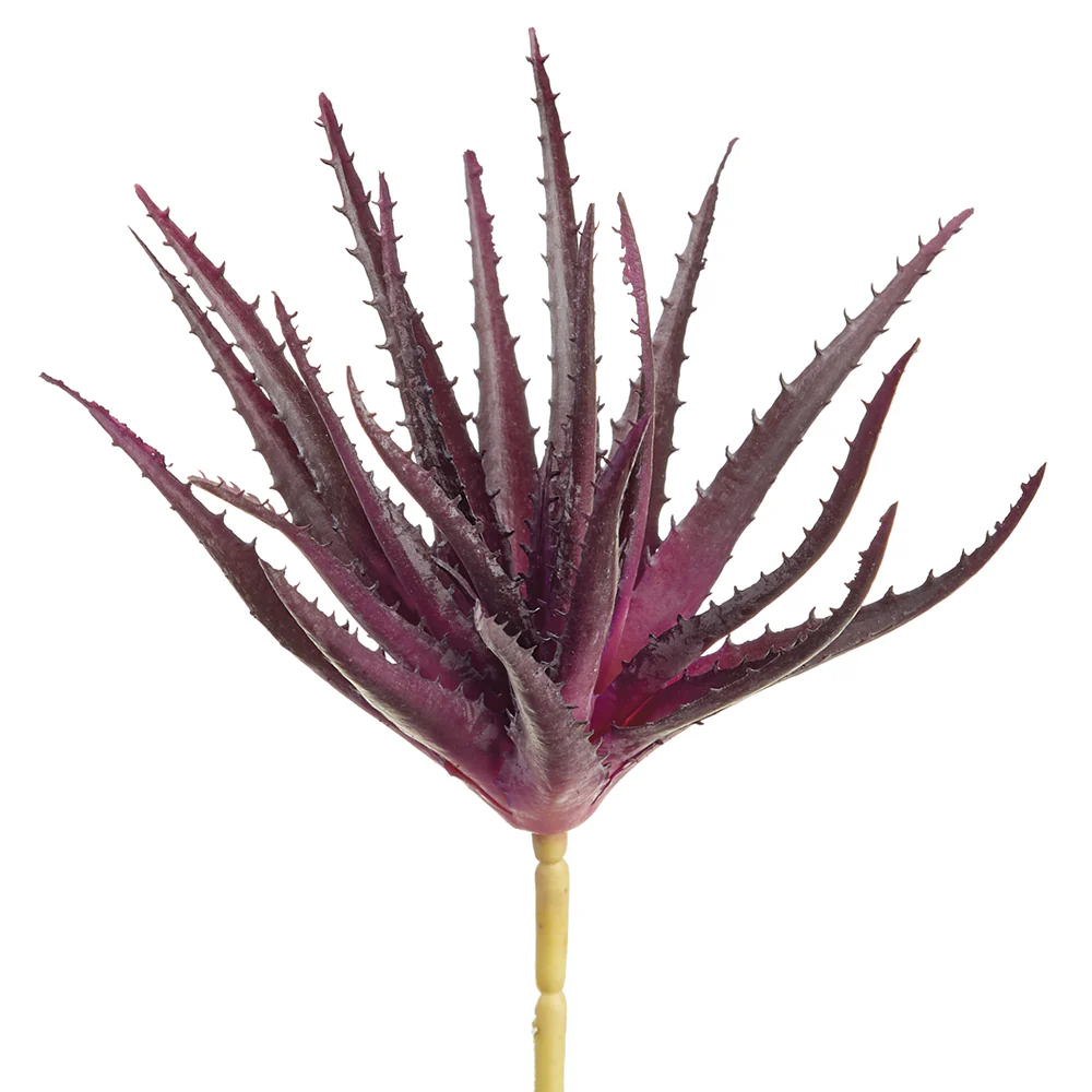10" Real Touch Artificial Aloe Stem Pick -Eggplant (Pack of 12)