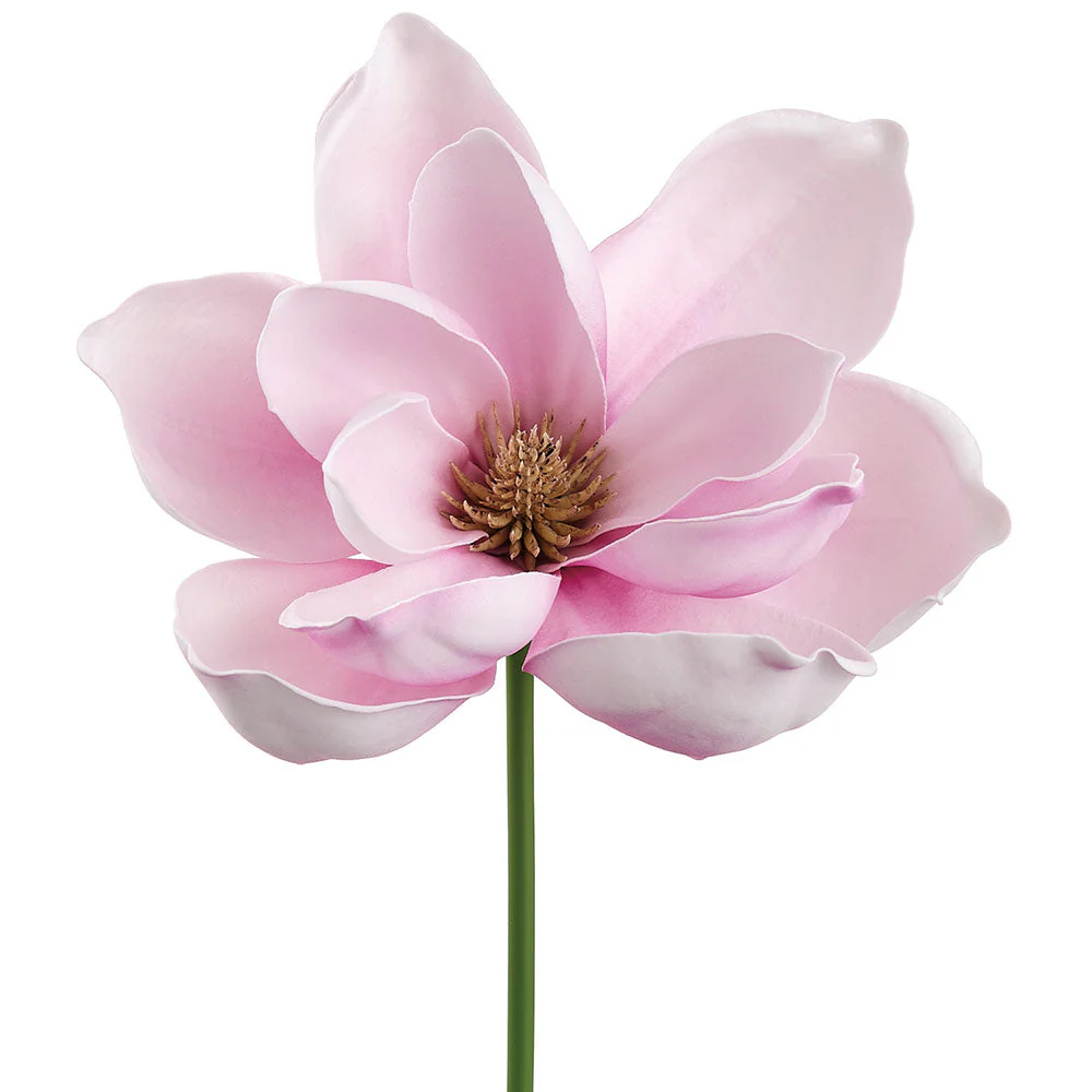10" Real Touch Magnolia Silk Flower Stem Pick -Soft Pink (Pack of 24)