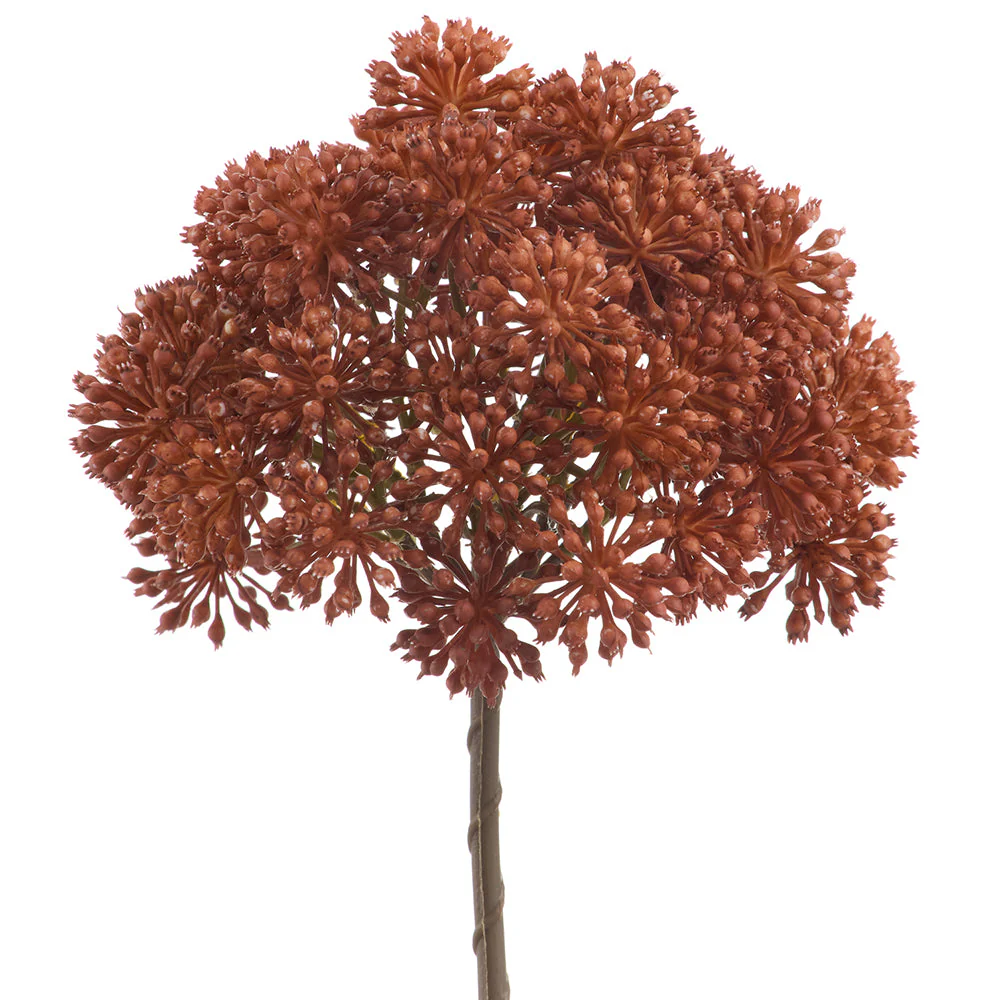 10" Sedum Artificial Flower Stem Pick -Rust (Pack of 12)