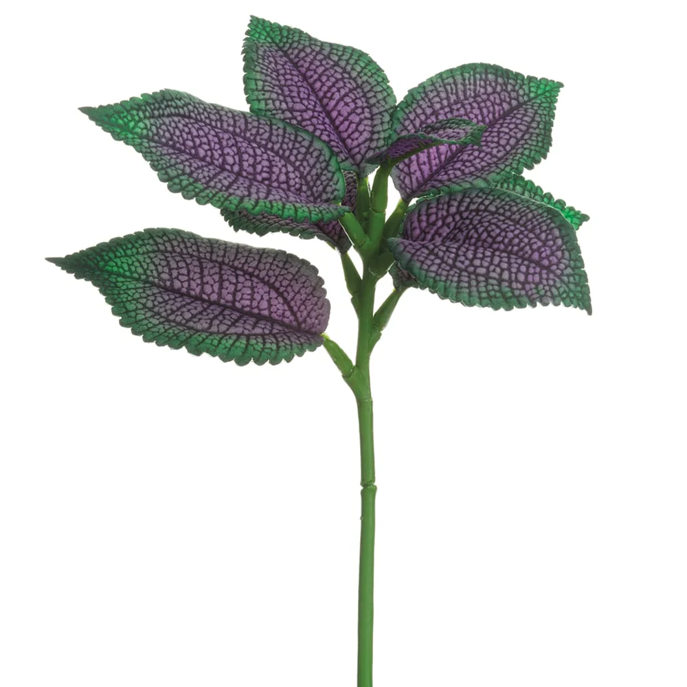 10" Silk Coleus Leaf Stem -Purple/Green (Pack of 12)