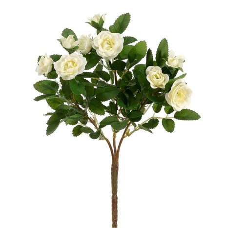 10" Silk Mini Rose Flower Bush -Cream (Pack of 36)