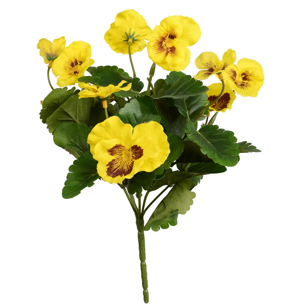 10" Silk Pansy Flower Bush -Yellow (Pack of 12)