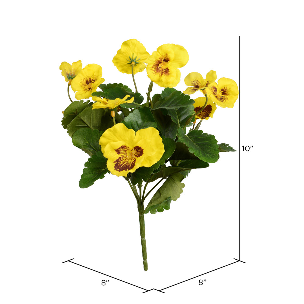 10" Silk Pansy Flower Bush -Yellow (Pack of 12) - Image 2