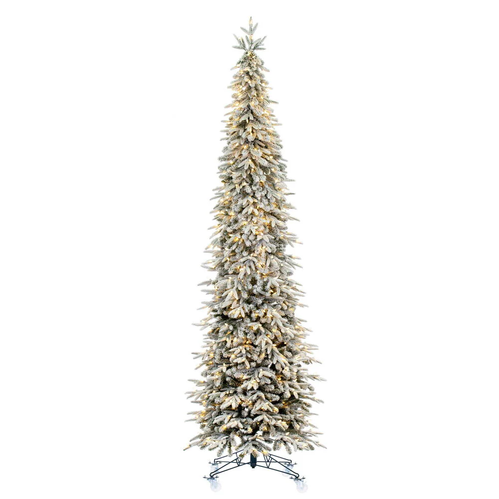 10'Hx37"W PE Frosted Tacoma Fraser Fir Artificial Christmas Tree, LED Pre-Lit -White
