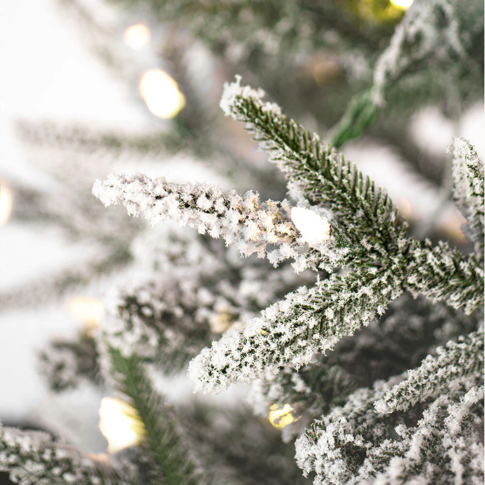 10'Hx37"W PE Frosted Tacoma Fraser Fir Artificial Christmas Tree, LED Pre-Lit -White - Image 2