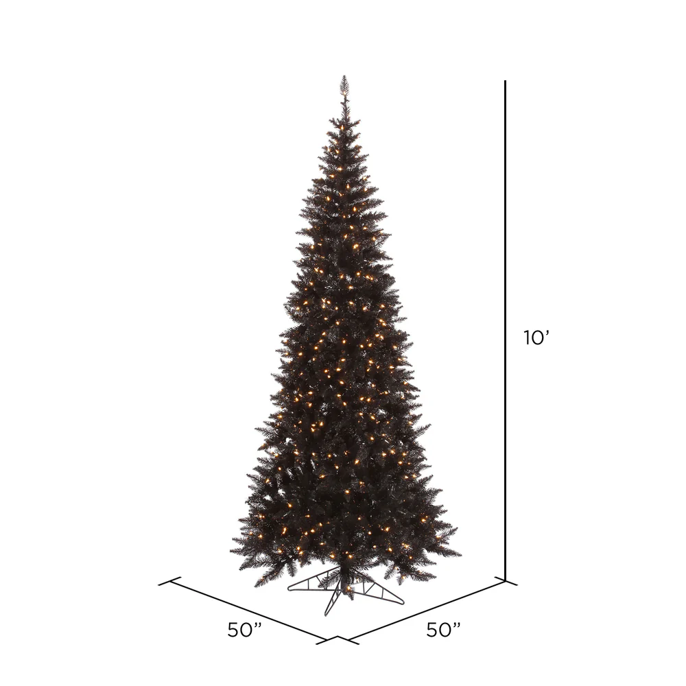 10'Hx50"W Slim Fir Artificial Christmas Tree, LED Pre-Lit -Black - Image 2