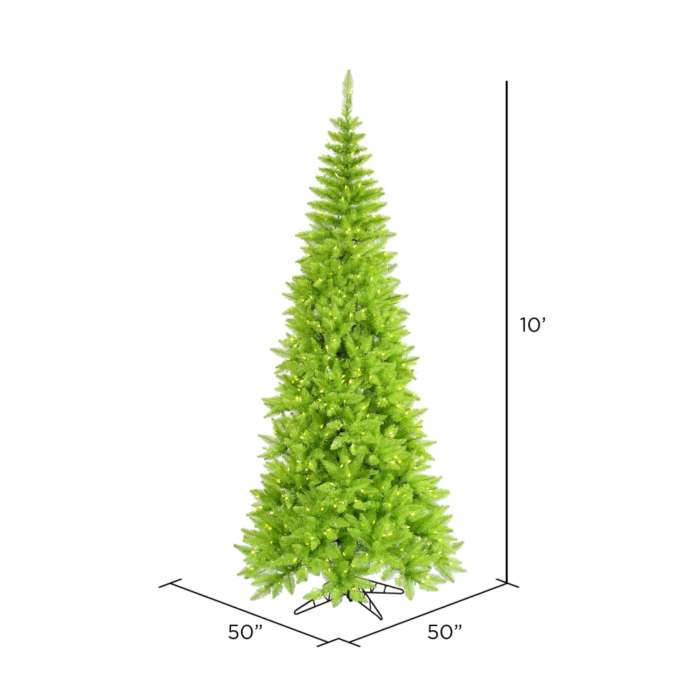 10'Hx50"W Slim Fir Artificial Christmas Tree, LED Pre-Lit (Green) -Lime - Image 2