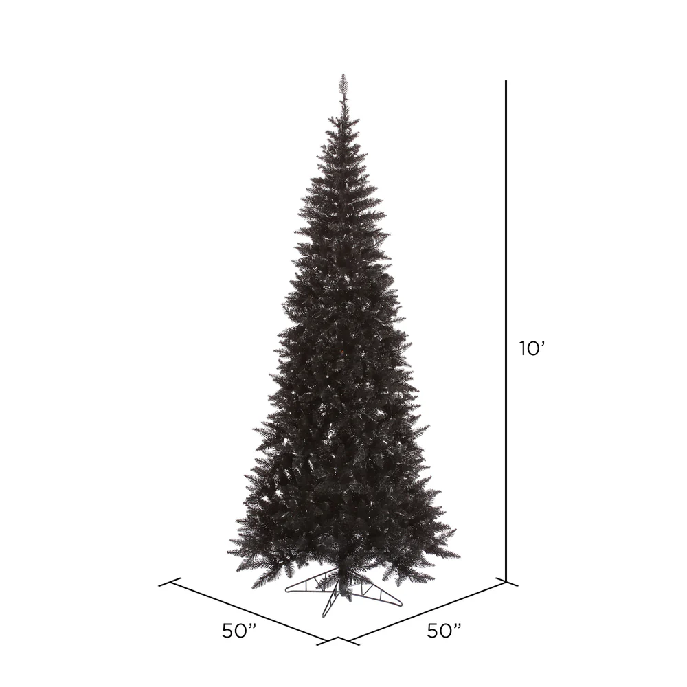 10'Hx50"W Slim Fir Artificial Christmas Tree, Unlit -Black - Image 2