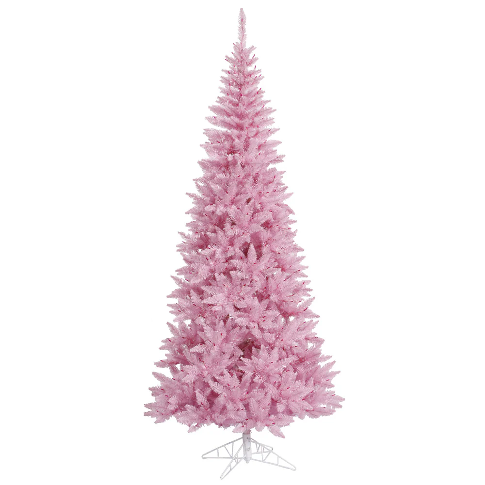 10'Hx50"W Slim Fir Artificial Christmas Tree, Unlit -Pink
