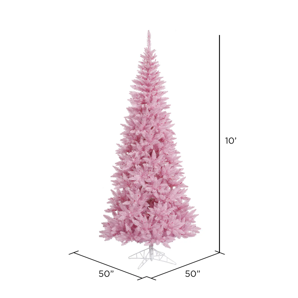 10'Hx50"W Slim Fir Artificial Christmas Tree, Unlit -Pink - Image 2