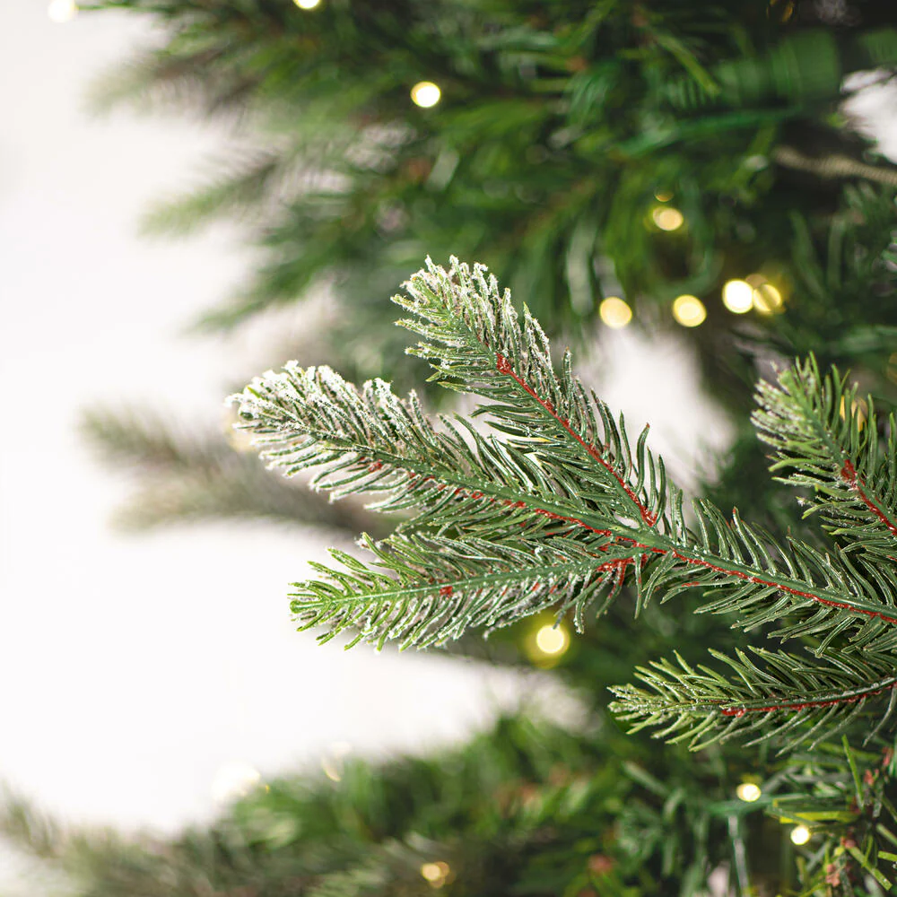 10'Hx54"W PE Frosted Slim Douglas Fir Artificial Christmas Tree, LED Pre-Lit -Green - Image 2