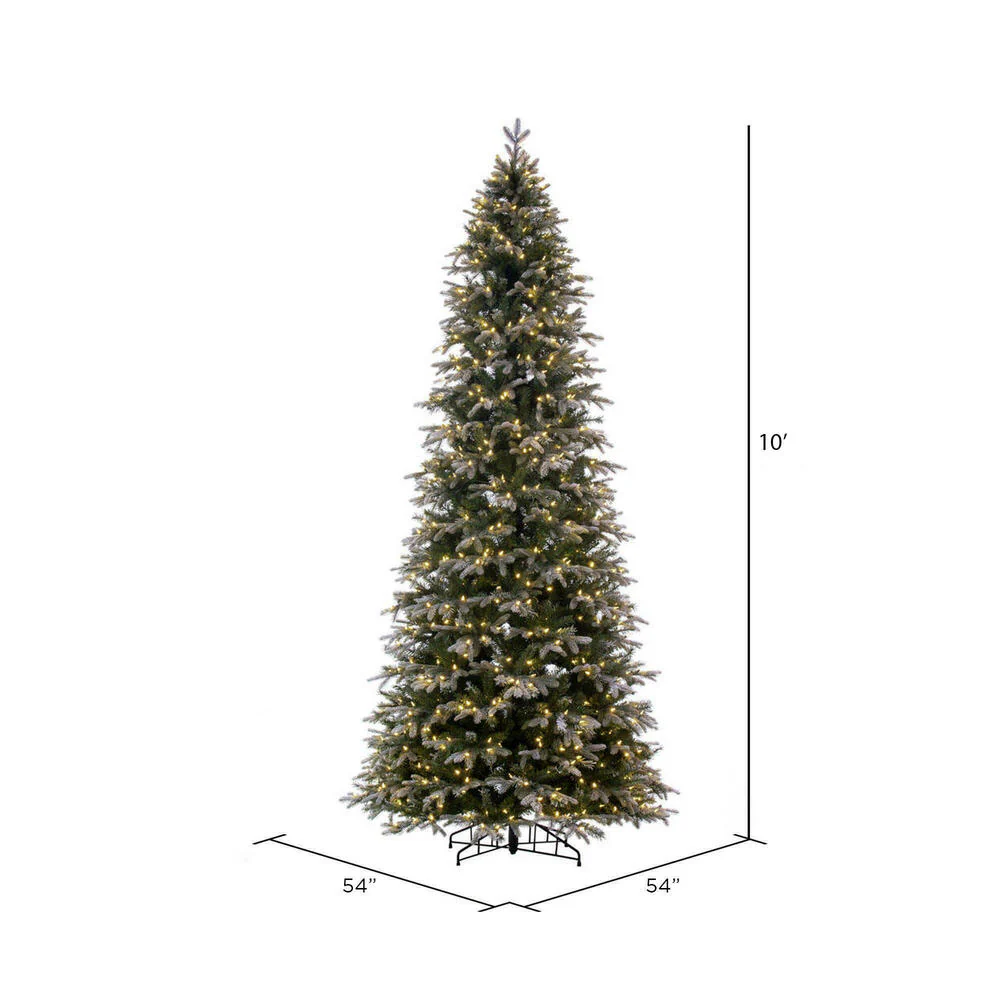 10'Hx54"W PE Frosted Slim Douglas Fir Artificial Christmas Tree, LED Pre-Lit -Green - Image 5