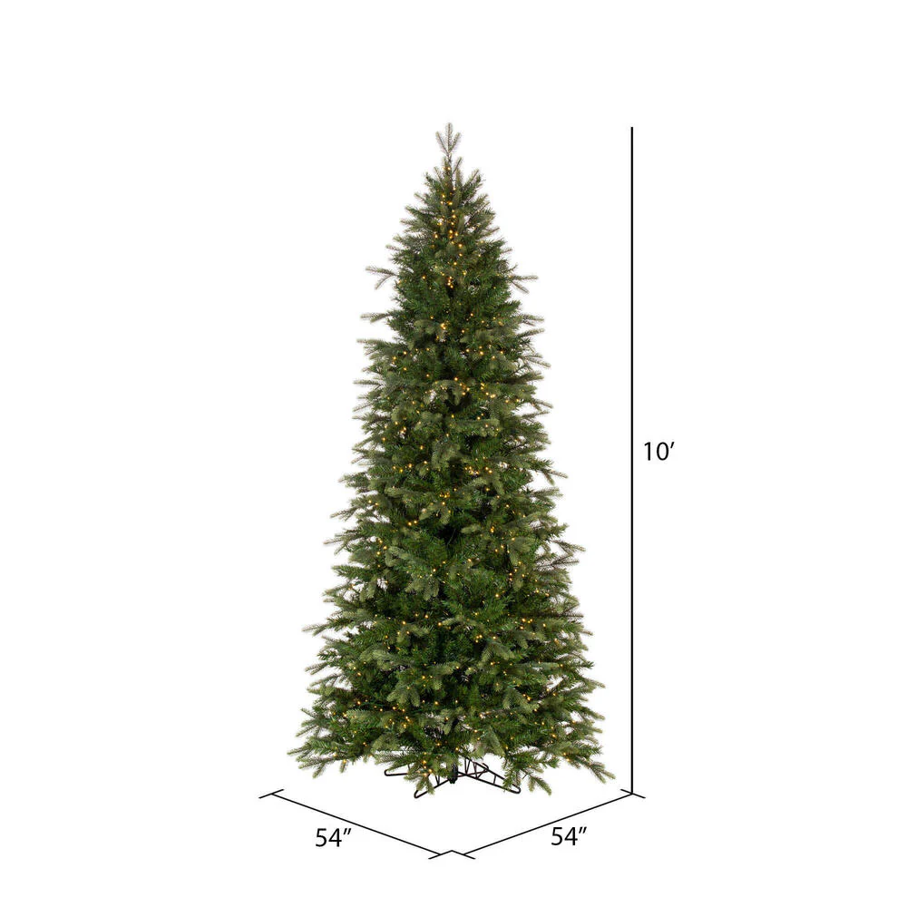 10'Hx54"W PE Slim Douglas Fir Artificial Christmas Tree, LED Pre-Lit -Green - Image 3