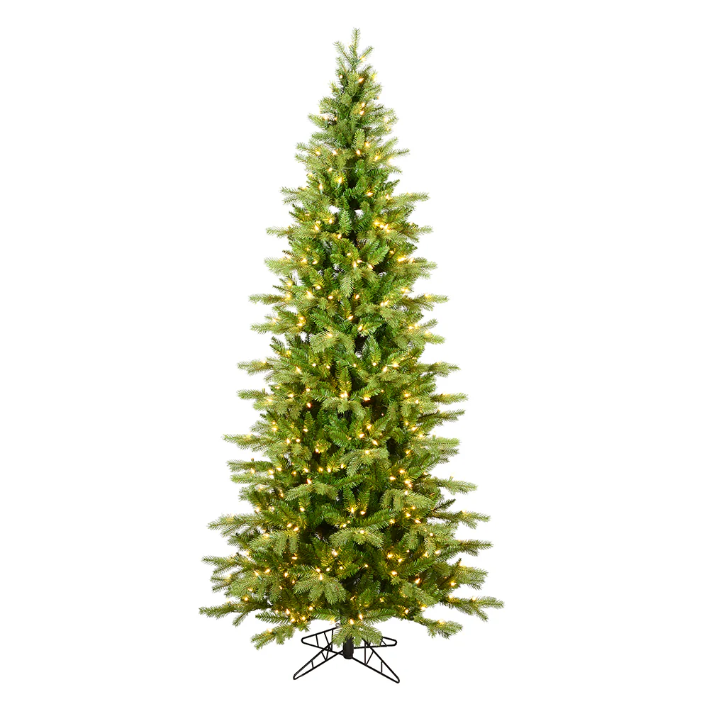 10'Hx56"W PE Slim Balsam Spruce Artificial Christmas Tree, LED Pre-Lit -Green