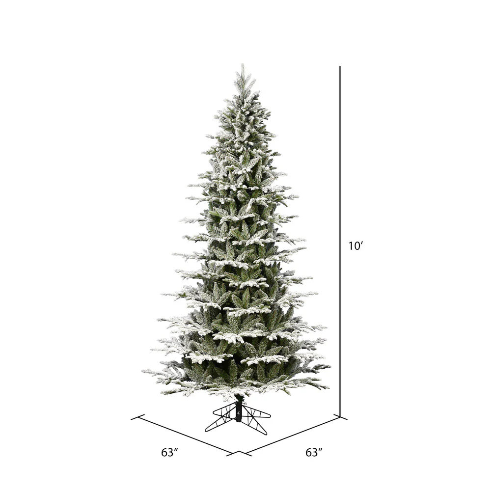 10'Hx63"W PE Slim Flocked Kamas Fraser Fir Artificial Christmas Tree, Unlit -White/Green - Image 2