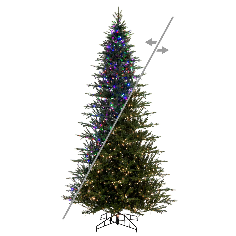 10'Hx63"W PE Slim Kamas Fraser Fir Artificial Christmas Tree, Micro LED Pre-Lit (Multi-Mode) -White/Green