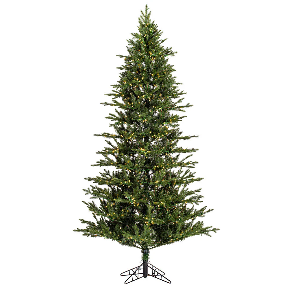 10'Hx63"W PE Slim Kamas Fraser Fir Artificial Christmas Tree, Micro LED Pre-Lit -White/Green