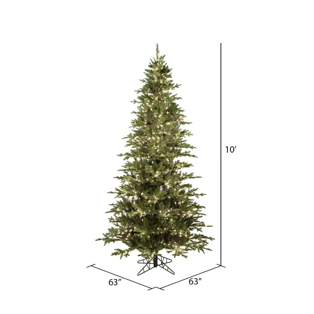 10'Hx63"W PE Slim Kamas Fraser Fir Artificial Christmas Tree, Micro LED Pre-Lit -White/Green - Image 3