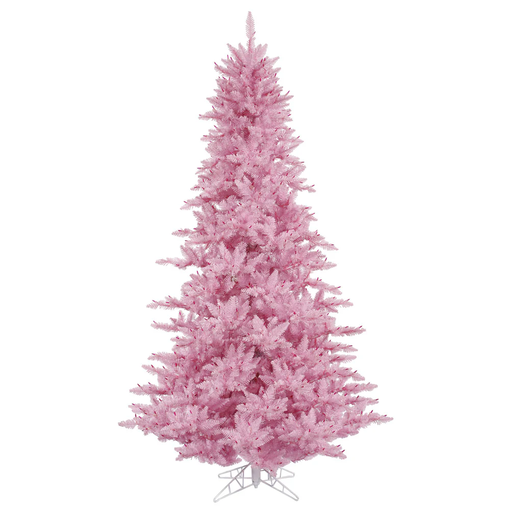 10'Hx68"W Fir Artificial Christmas Tree, Unlit -Pink