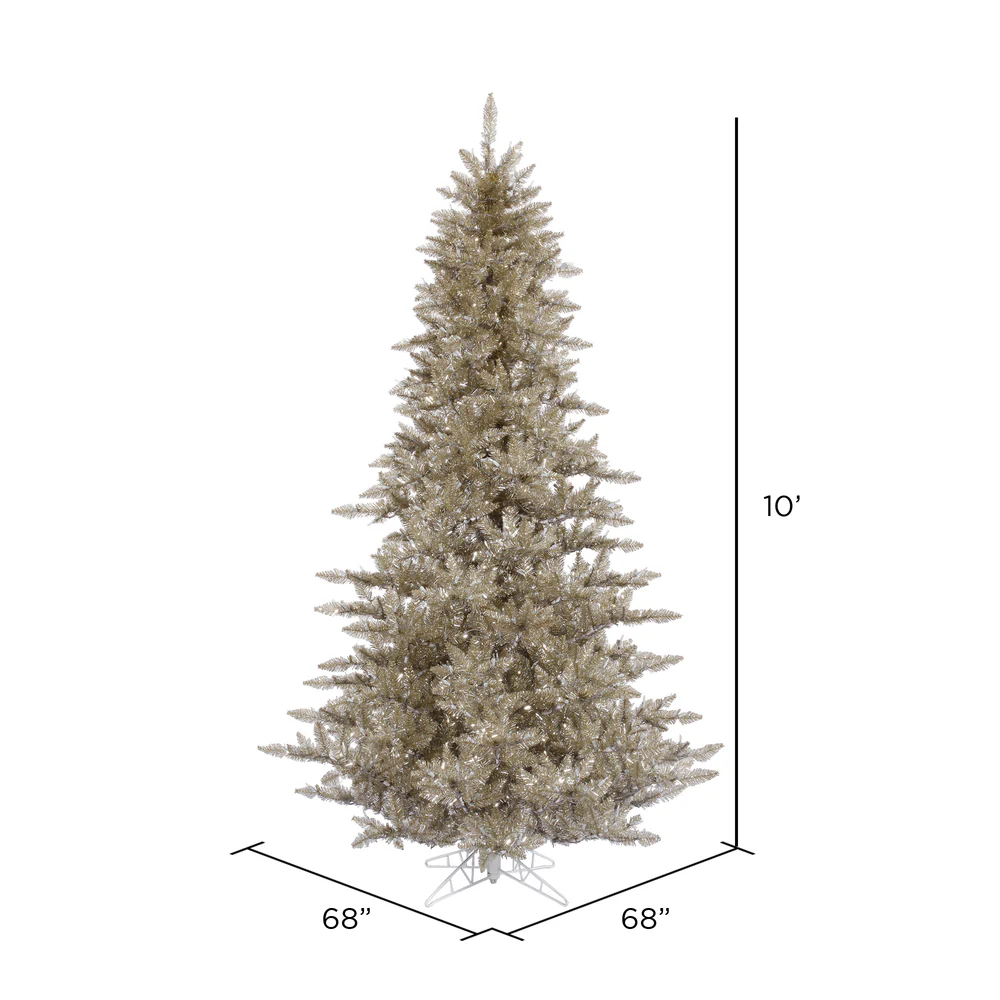 10'Hx68"W Tinsel Fir Artificial Christmas Tree, Unlit -Champagne - Image 2