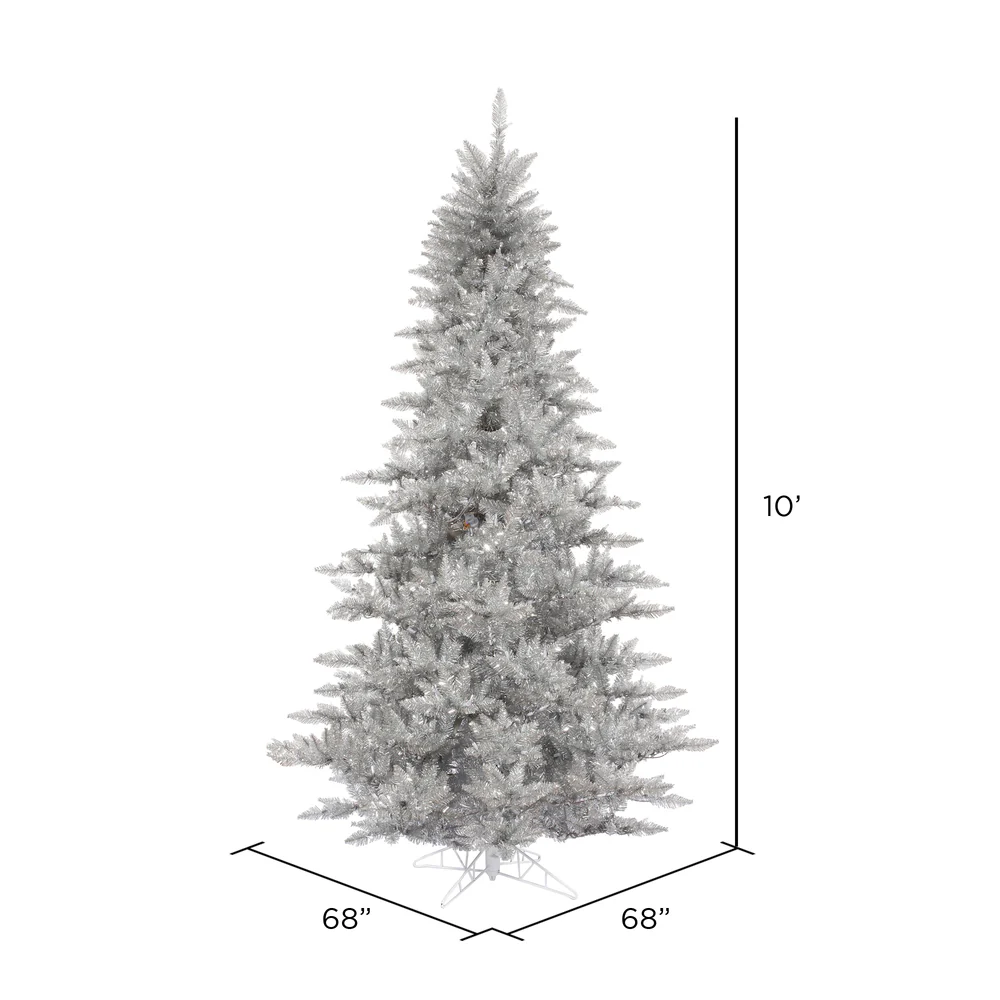 10'Hx68"W Tinsel Fir Artificial Christmas Tree, Unlit -Silver - Image 2
