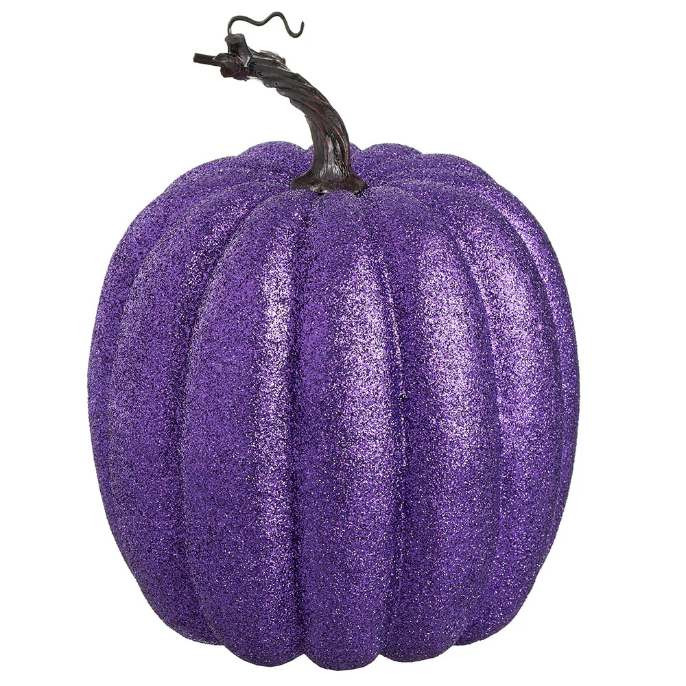 10"Hx6"W Glittered Halloween Pumpkin -Purple (Pack of 4)