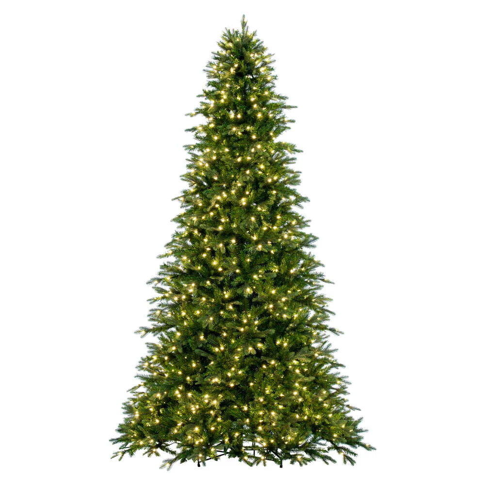 10'Hx72"W PE Douglas Fir Artificial Christmas Tree, LED Pre-Lit -Green