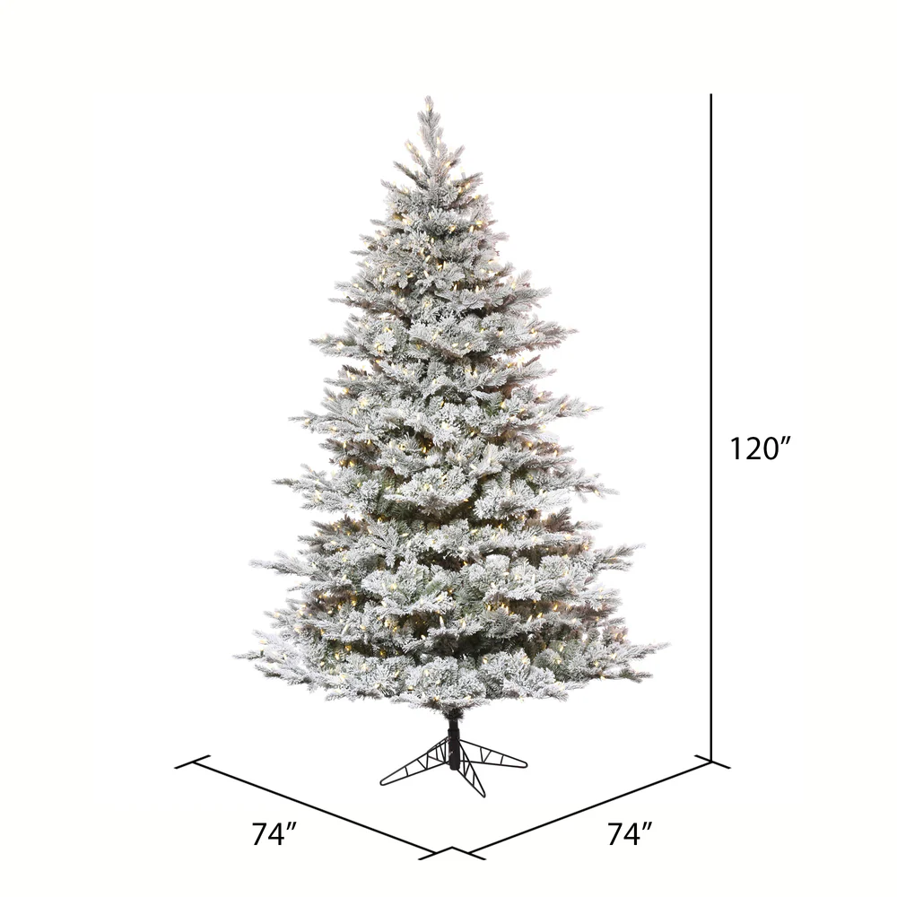 10'Hx74"W PE Flocked Kiana Artificial Christmas Tree, LED Pre-Lit -White - Image 3