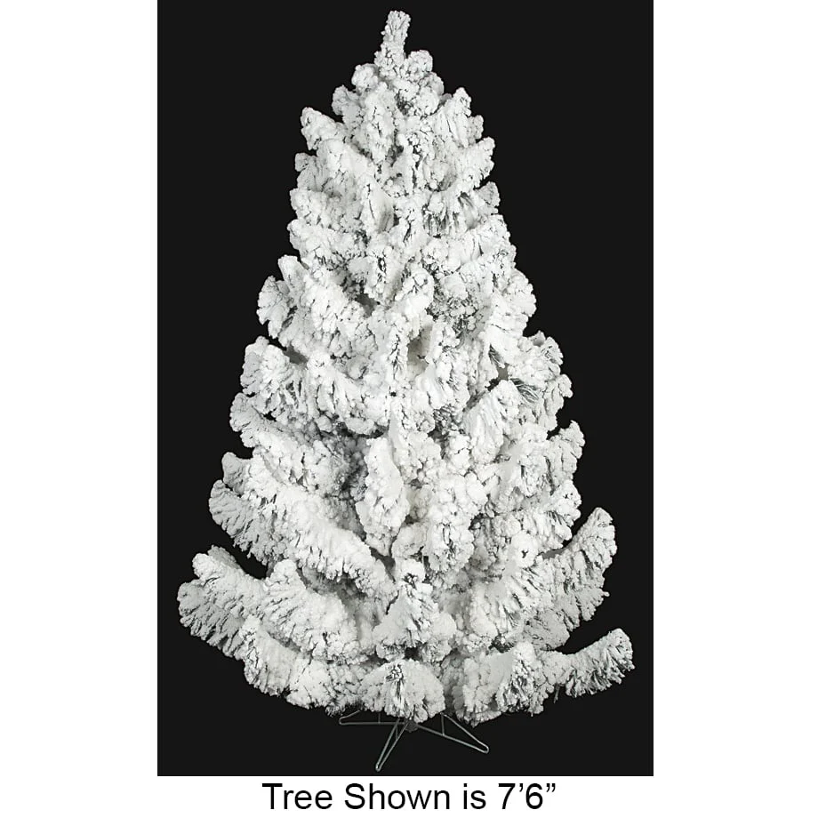10'Hx75"W Heavy Flocked Blizzard Artificial Christmas Tree, Unlit -White/Green