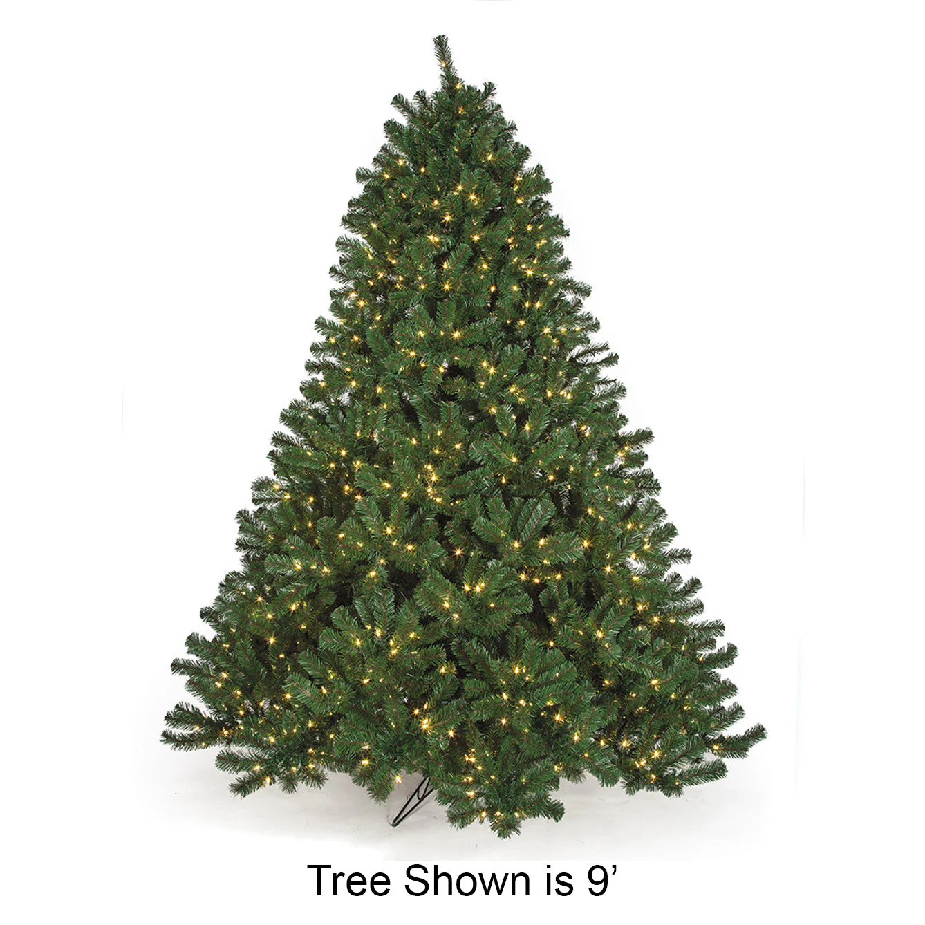10'Hx92"W Fluff-Free Deluxe Virginia Pine Artificial Christmas Tree, LED Pre-Lit -Green