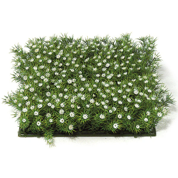 10"x10"x2.5" Grass & Gypsophila Artificial Flower Mat -White (Pack of 6)