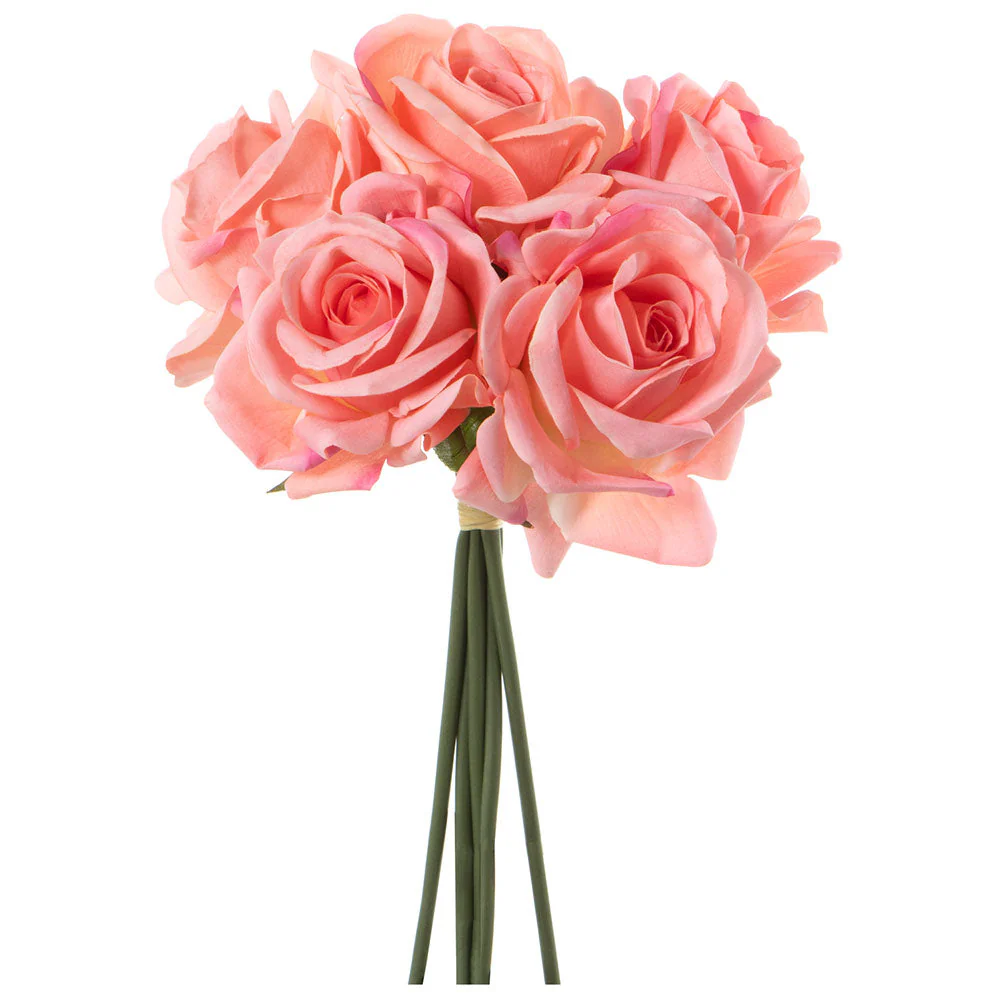 11.8" Real Touch Rose Silk Flower Stem Bundle -Pink (Pack of 12)