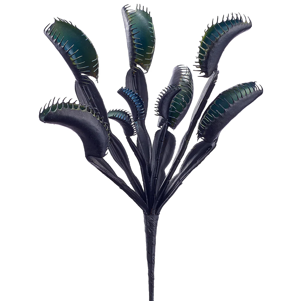 11" Artificial Venus Flytrap Stem Pick -Black (Pack of 6)