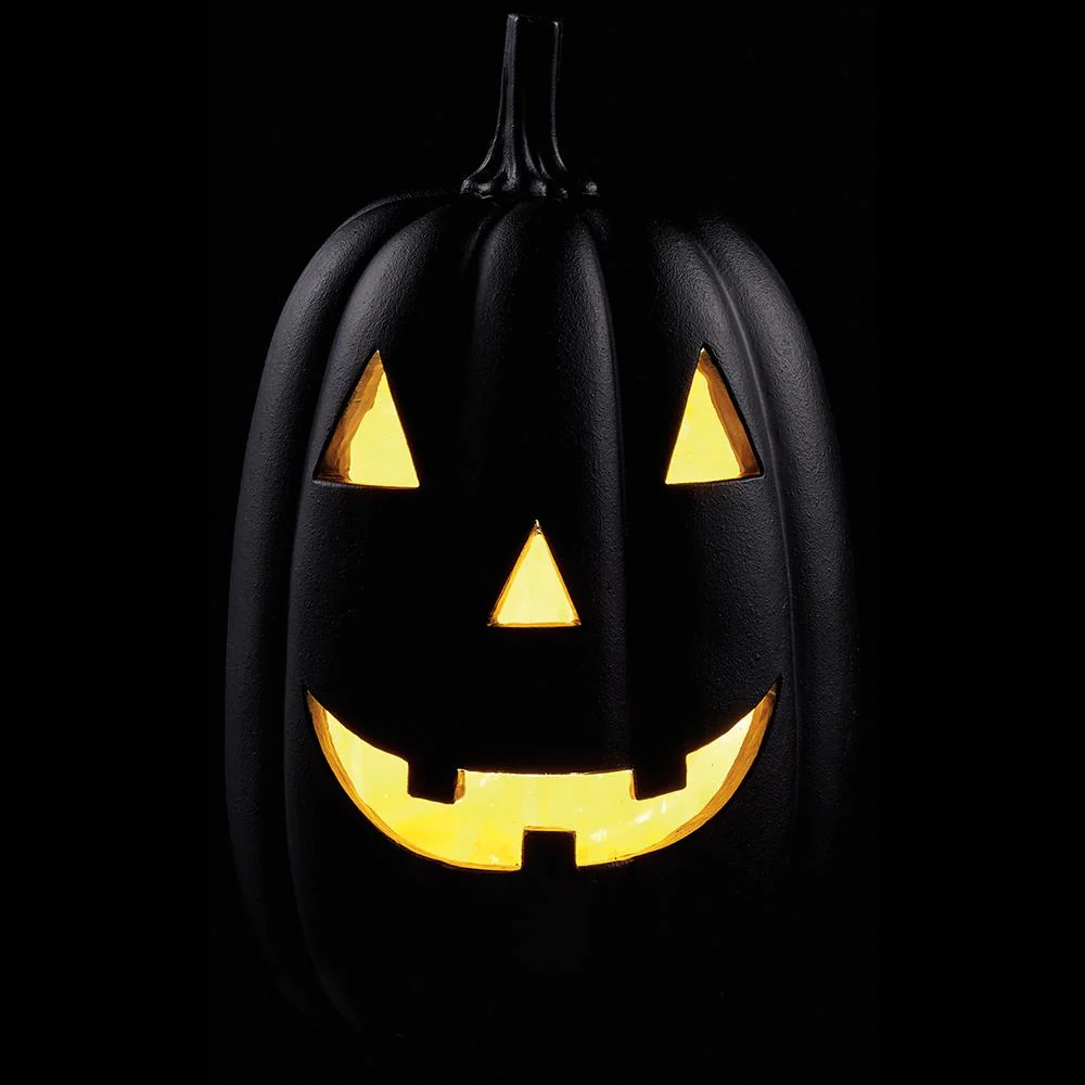 11" Battery Operated Halloween Jack-O-Lantern Pumpkin -Black (Pack of 4) - Image 2