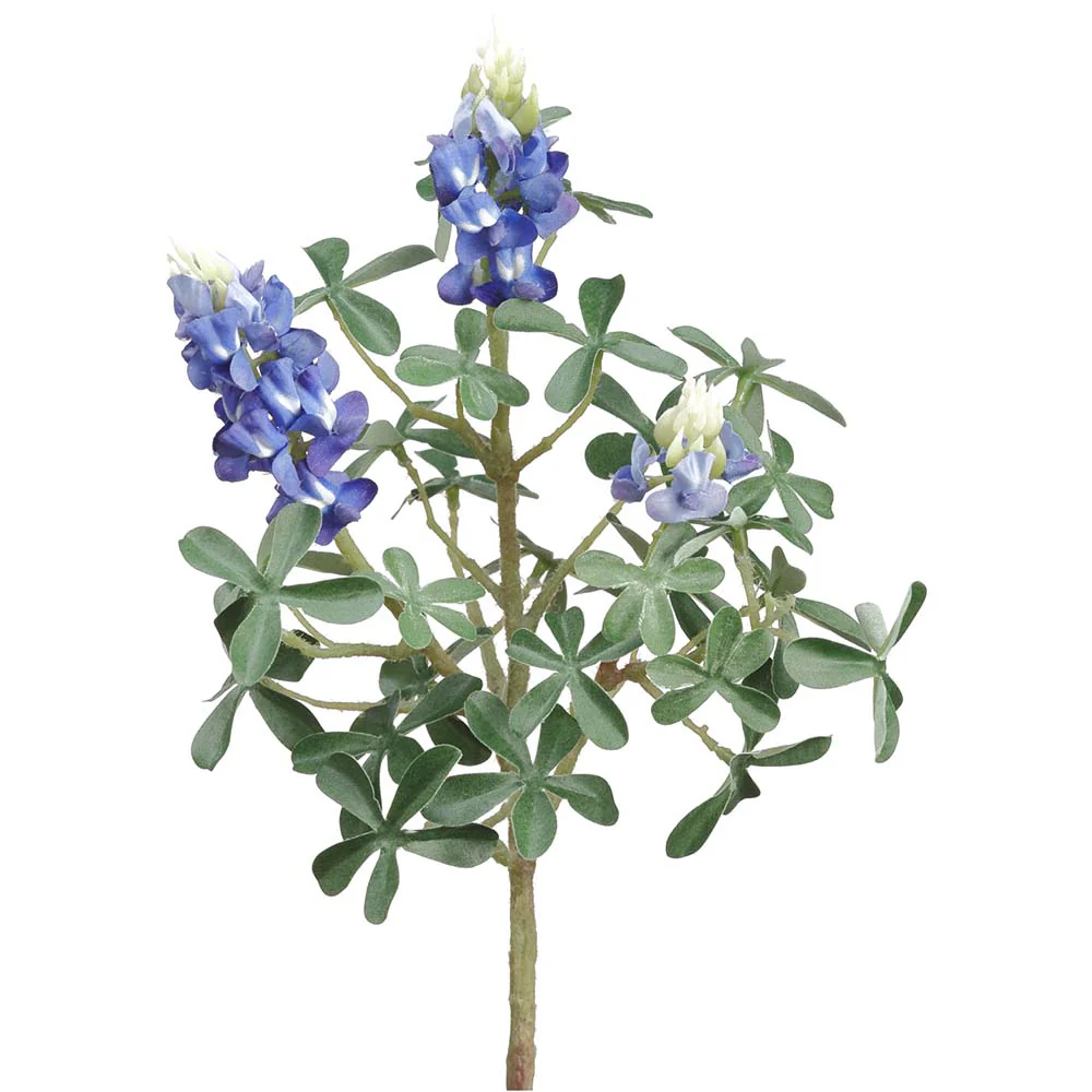 11" Bluebonnet Silk Flower Bush -Blue (Pack of 12)