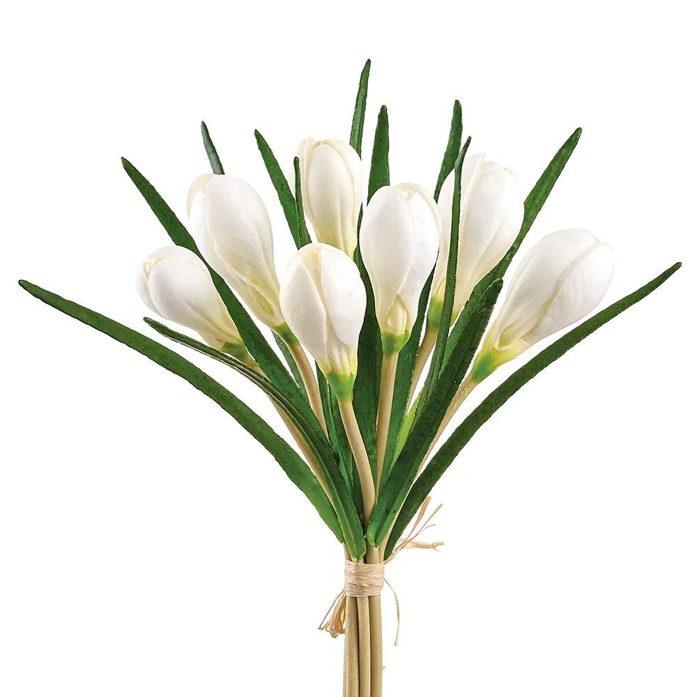 11" Crocus Silk Flower Bouquet -White (Pack of 12)