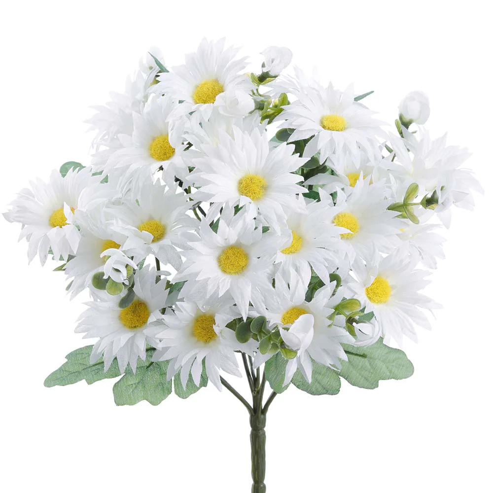 11" Daisy Silk Flower Bush -White (Pack of 12)