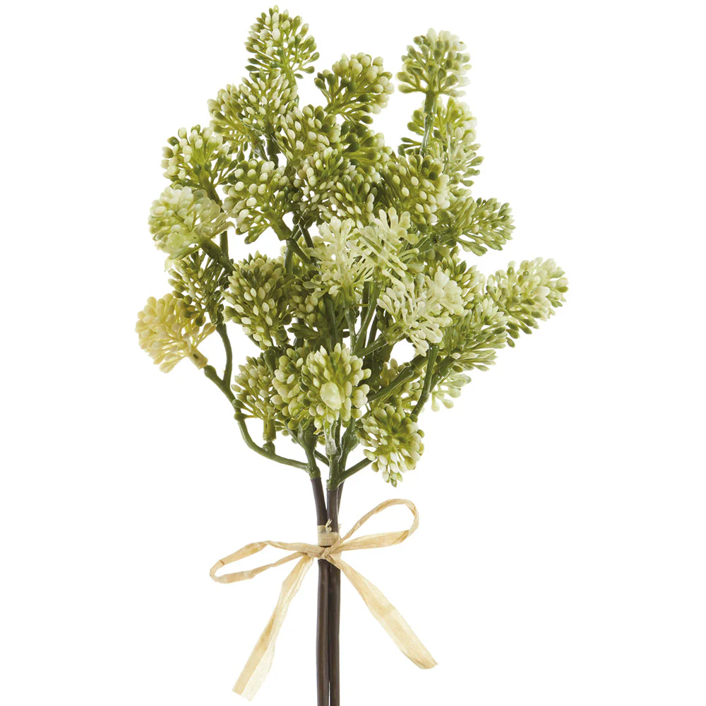11" PE Soft-Touch Sedum Artificial Stem Bundle -Cream/Green (Pack of 12)