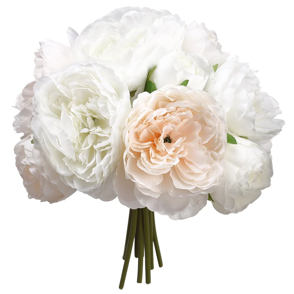 11" Peony Silk Flower Bouquet -Cream/Blush (Pack of 6)