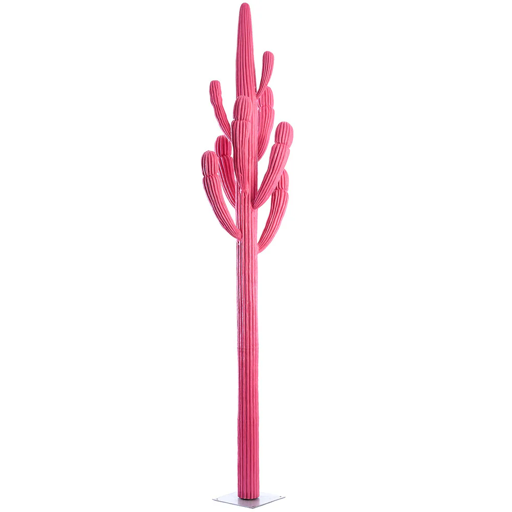 11' Saguaro Cactus Artificial Plant w/Metal Stand -Hot Pink