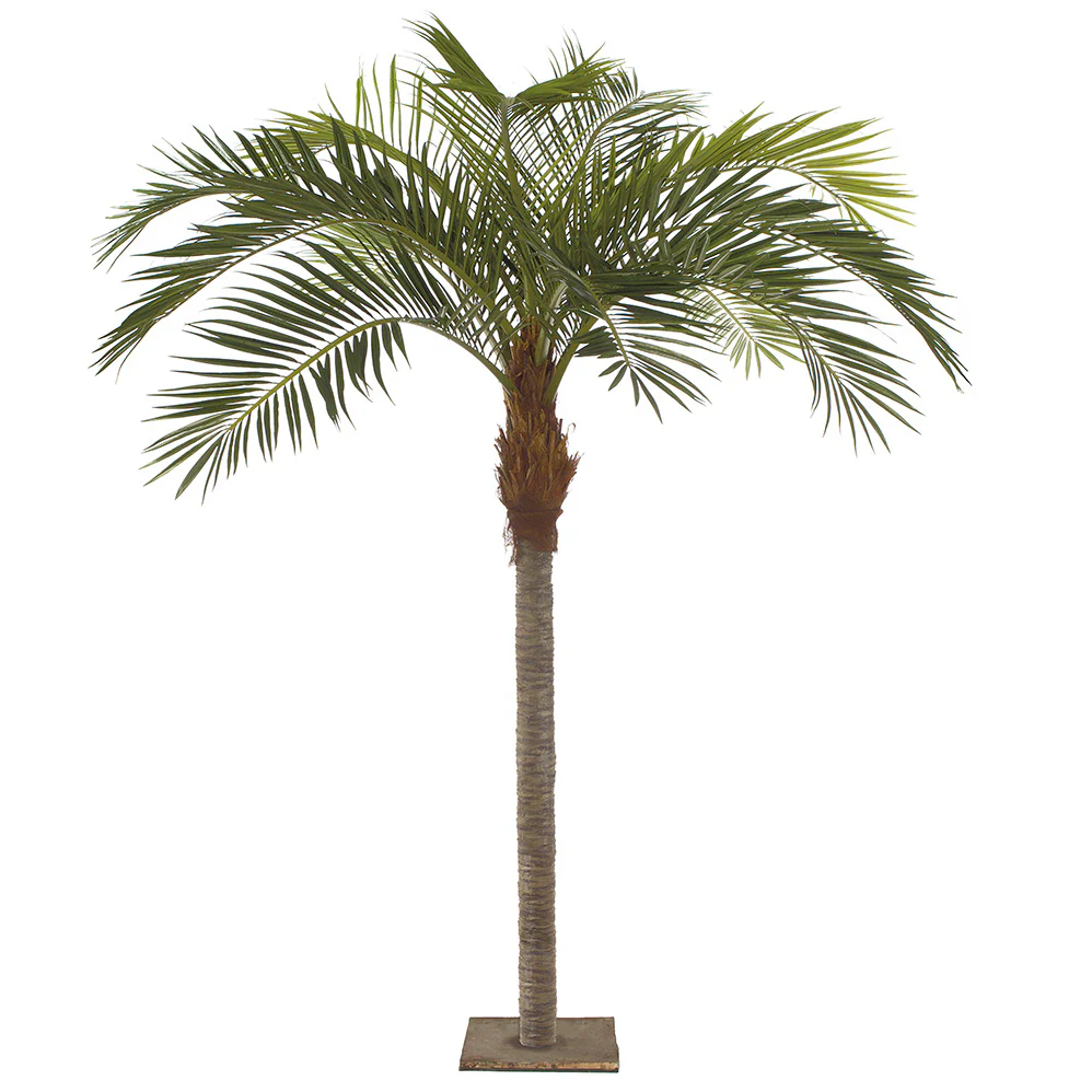 11' Silk Coconut Palm Tree w/Metal Plate -Green
