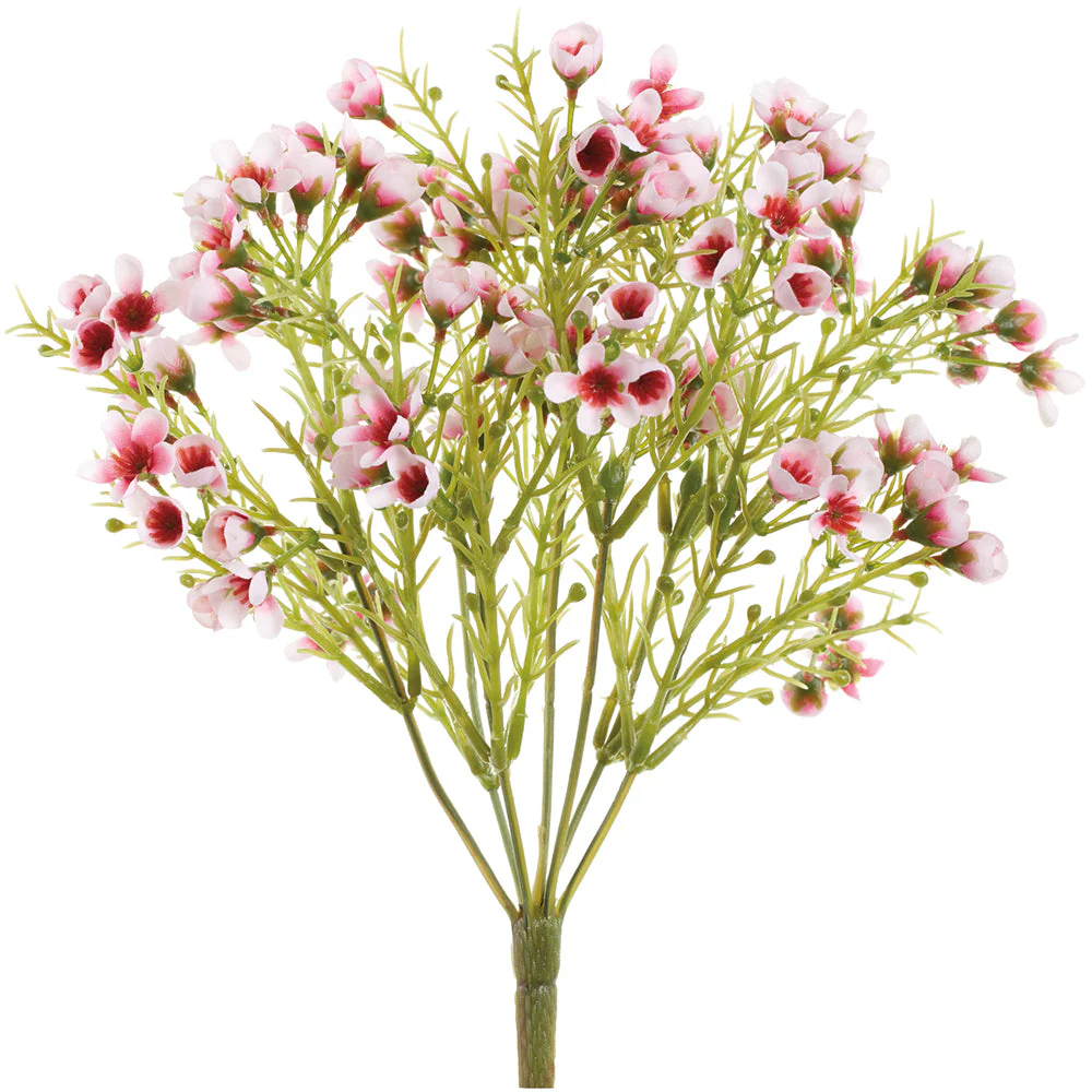 11" Small Waxflower Silk Flower Bush -Pink/Beauty (Pack of 12)