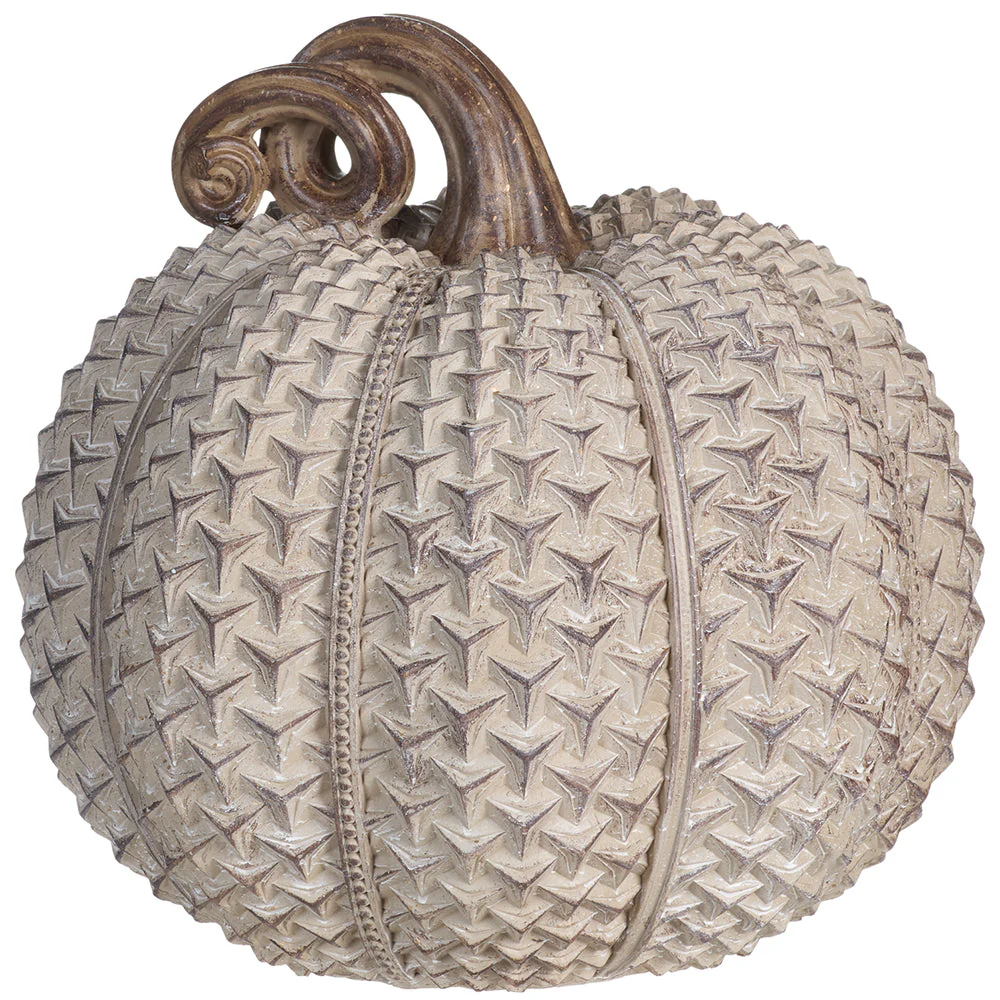 11"Hx10.5"W Artificial Resin Pumpkin -Beige/Brown