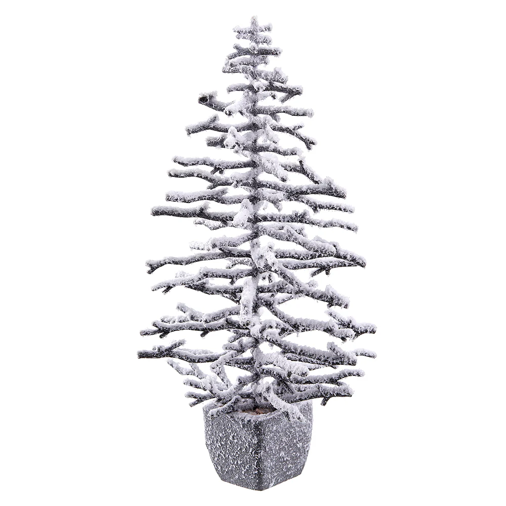 12.5" Flocked Artificial Twig Tree w/Pot -White (Pack of 6)