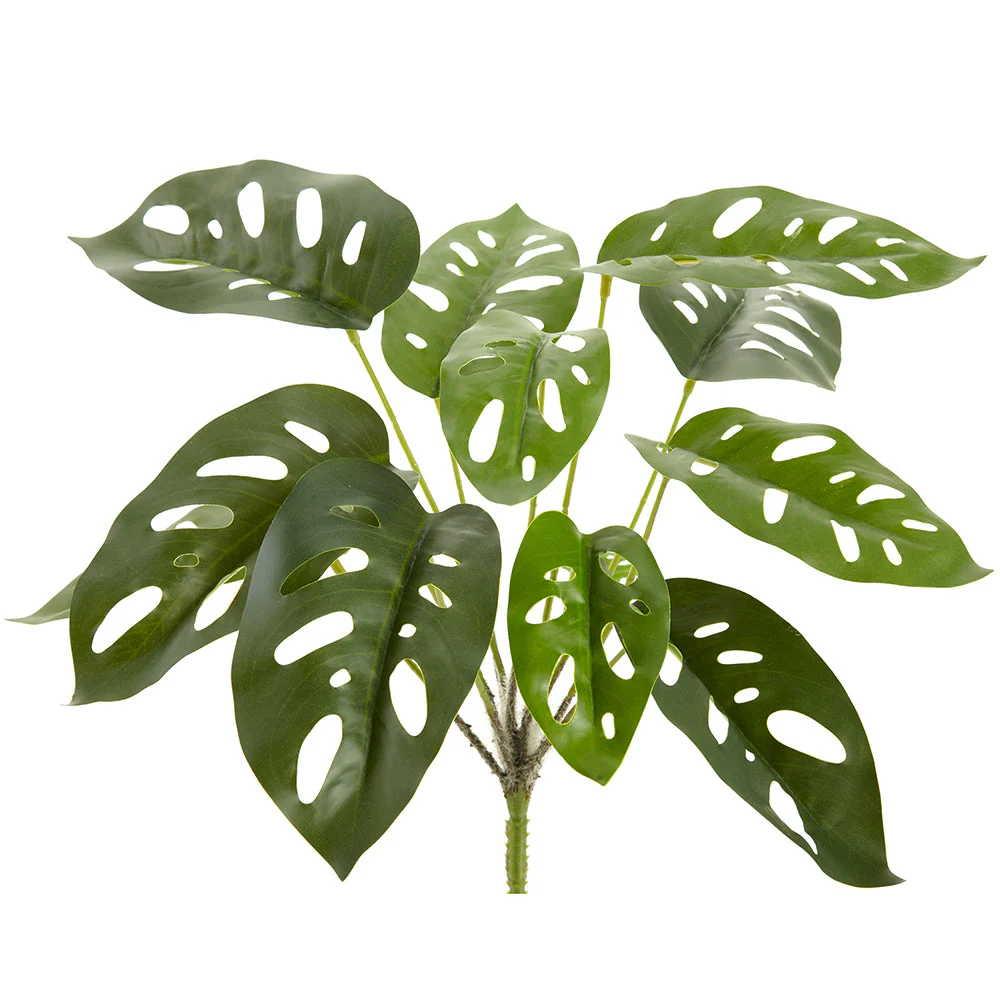 12.5" Silk Split Philodendron Monstera Obliqua Leaf Plant -Green (Pack of 12)