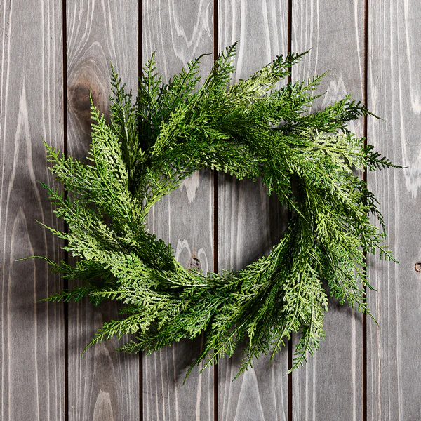 12" Artificial Cedar Wreath -Green (Pack of 12) - Image 2